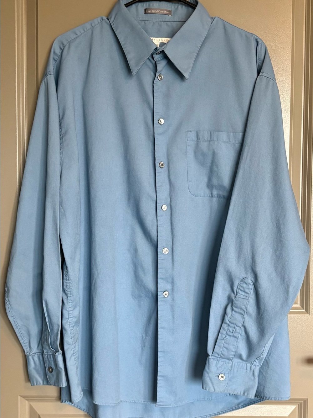 Vintage Perry Ellis Light Blue Men's Long-Sleeve Button-Down Shirt